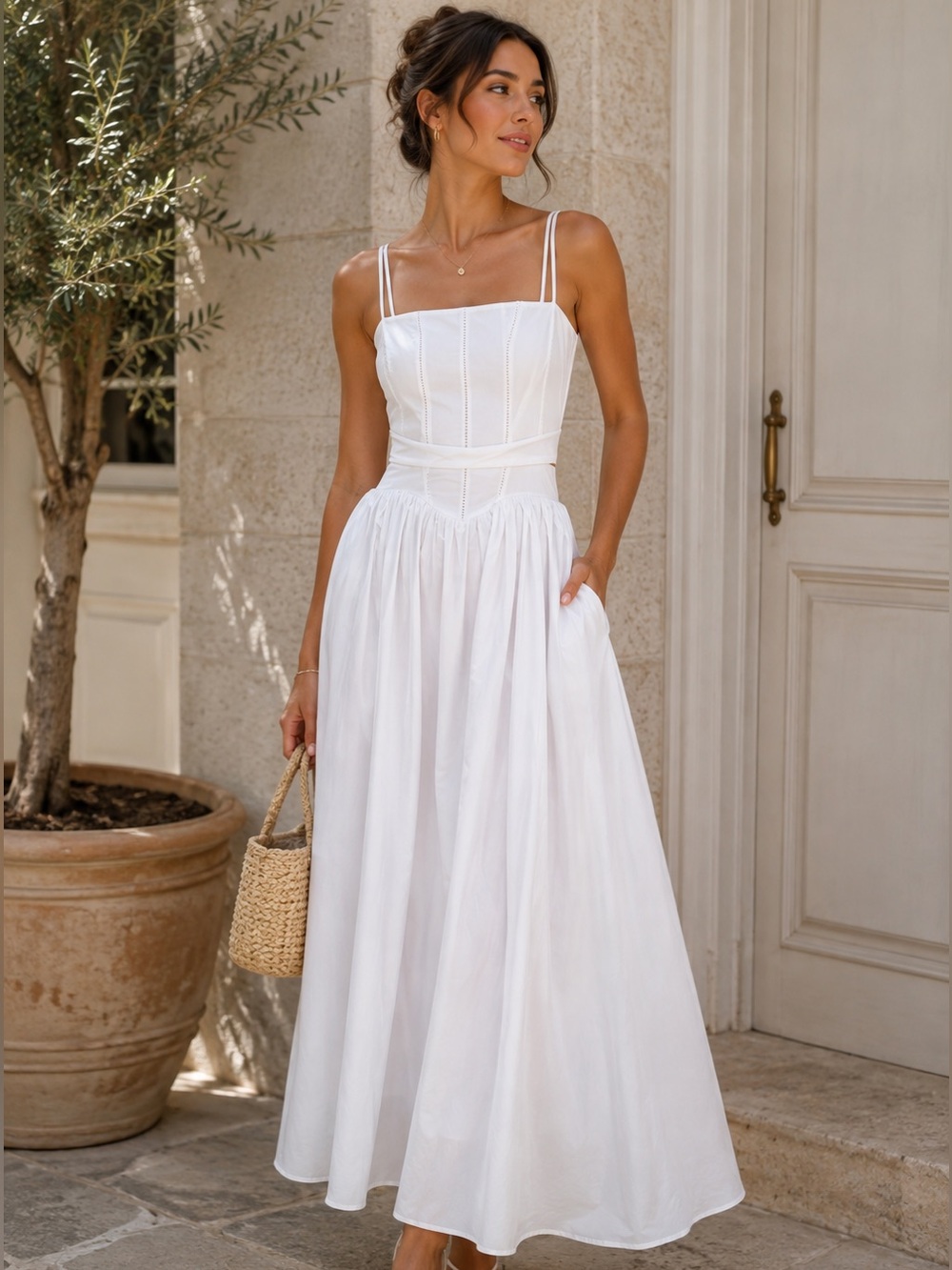 COMMENSE White Maxi Dress